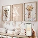 3pcs Personalized Name Custom Cartoon Animals Elephant Lion Wall Art Print Picture Living Room Kids Girl Room Home Decor Gift