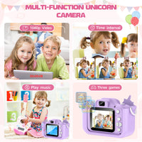Lovely Unicorn Children Mini Digital Camera Can Take Pictures Video Small Camera Photography Children Birthday Gift Kids Toys