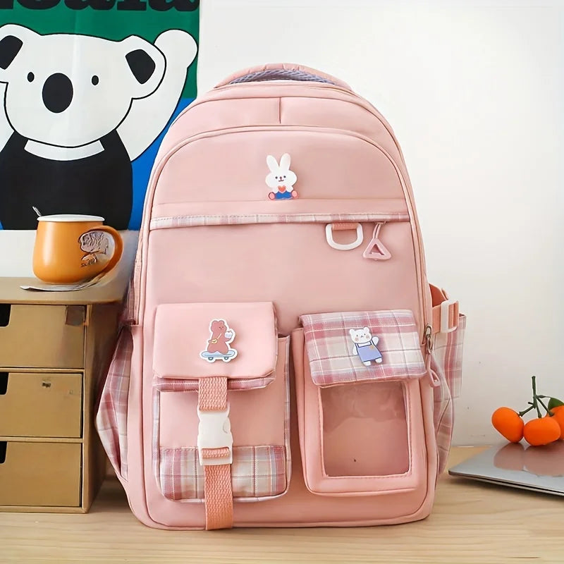 Large Capacity School Bag Waterproof Stress Relief Student Backpack Lightweight Shoulder Backpack Junior And High School Girls