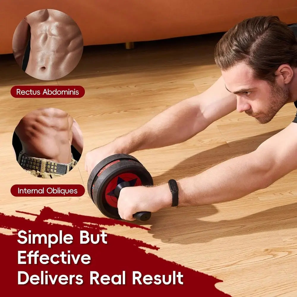 Portable Ab Roller Wheel with Knee Pads for Home Core Strength Training - Suitable for Men & Women