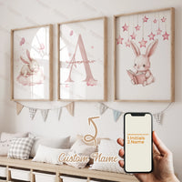3pcs Personalized Name Custom Cartoon Animals Elephant Lion Wall Art Print Picture Living Room Kids Girl Room Home Decor Gift