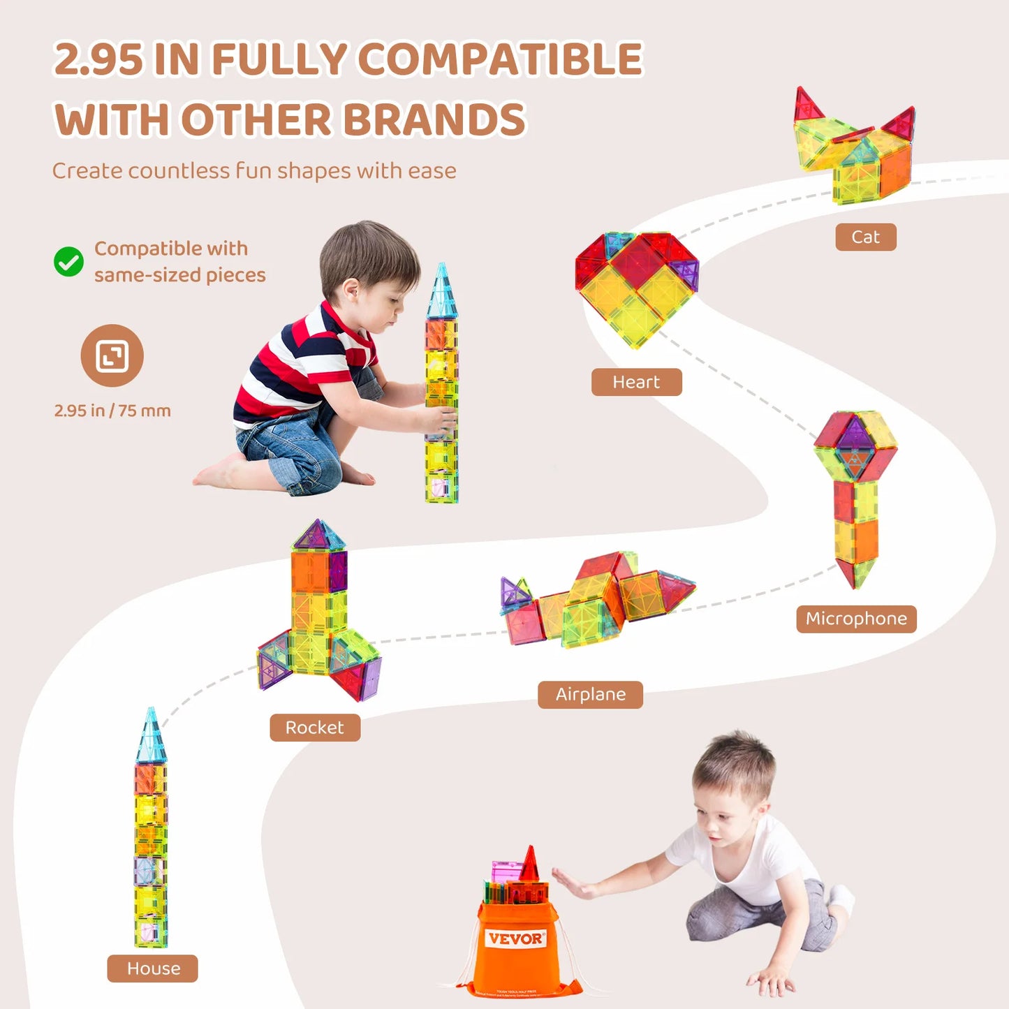 SucceBuy 32PCS Light Magnetic Tiles Building Blocks Set Magnet Educational STEM Sensory Stacking Toys for Toddlers Gifts