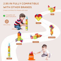 SucceBuy 32PCS Light Magnetic Tiles Building Blocks Set Magnet Educational STEM Sensory Stacking Toys for Toddlers Gifts
