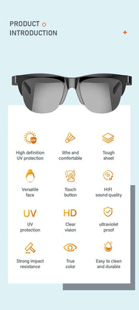 New Smart Bluetooth V5.3 Sunglasses Glasses Call Outdoor Sports Headphones HIFI Black Technology Anti-touch UV For Men And Women