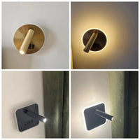 Modern Versatile LED Wall Sconce Lamp with Dual USB Ports & Adjustable Side Reading Lights for Modern Bedrooms Studiesand Hotels