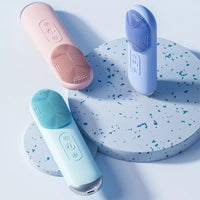 Multi-Function Electric Facial Cleansing Brush Rechargeable Waterproof Hot Compress Massage Sonic Vibration Silicone Face Cleane
