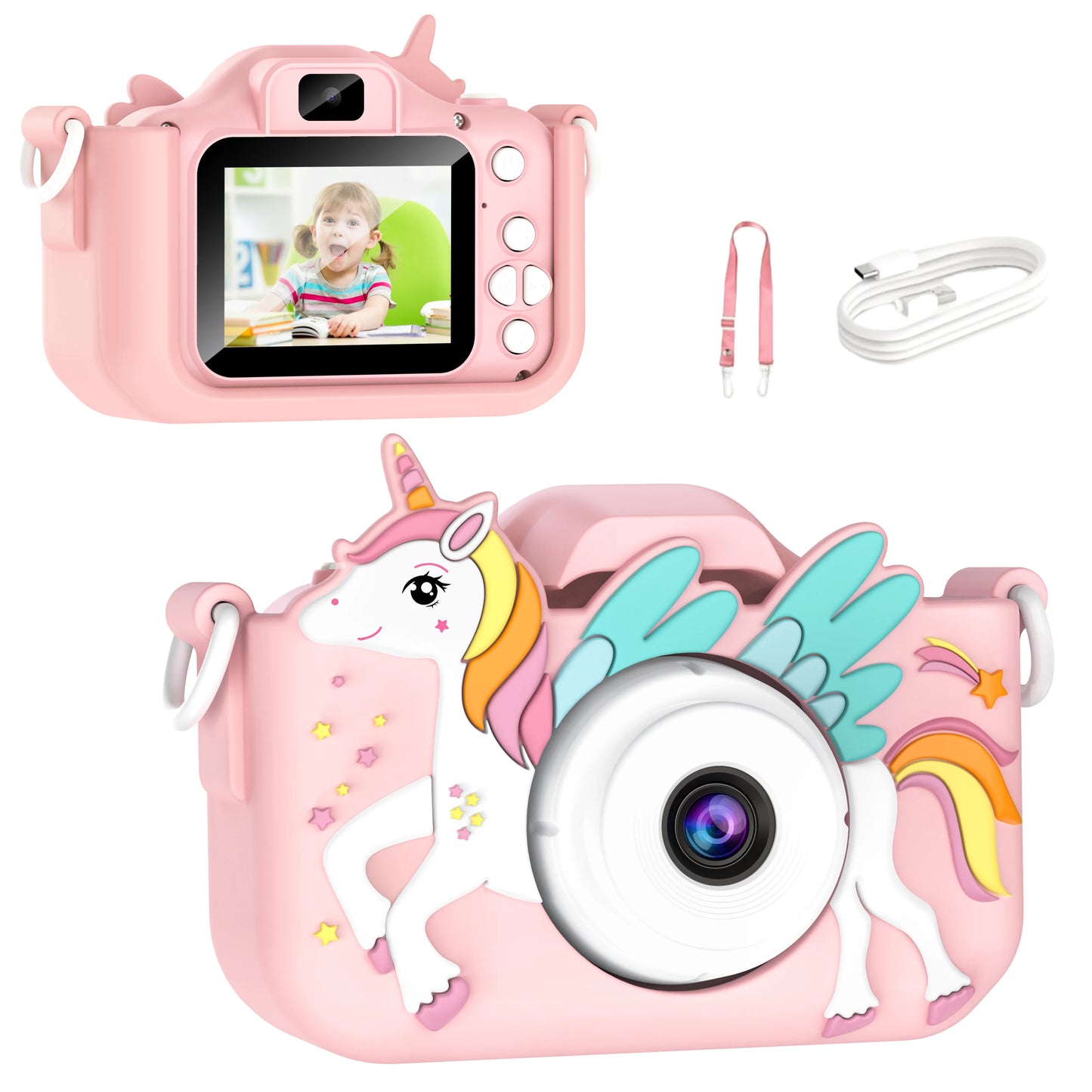 Lovely Unicorn Children Mini Digital Camera Can Take Pictures Video Small Camera Photography Children Birthday Gift Kids Toys