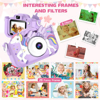 Lovely Unicorn Children Mini Digital Camera Can Take Pictures Video Small Camera Photography Children Birthday Gift Kids Toys