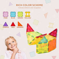 SucceBuy 32PCS Light Magnetic Tiles Building Blocks Set Magnet Educational STEM Sensory Stacking Toys for Toddlers Gifts