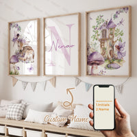 3pcs Personalized Name Custom Cartoon Animals Elephant Lion Wall Art Print Picture Living Room Kids Girl Room Home Decor Gift