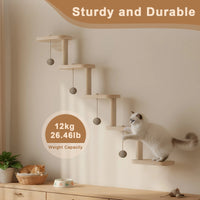 Wall Mounted Cat Climbing Shelves with 5 Step Wooden Cat Ladder Frame Cat Wall Steps Shelves for Sleeping Playing Climbing
