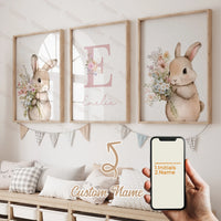 3pcs Personalized Name Custom Cartoon Animals Elephant Lion Wall Art Print Picture Living Room Kids Girl Room Home Decor Gift