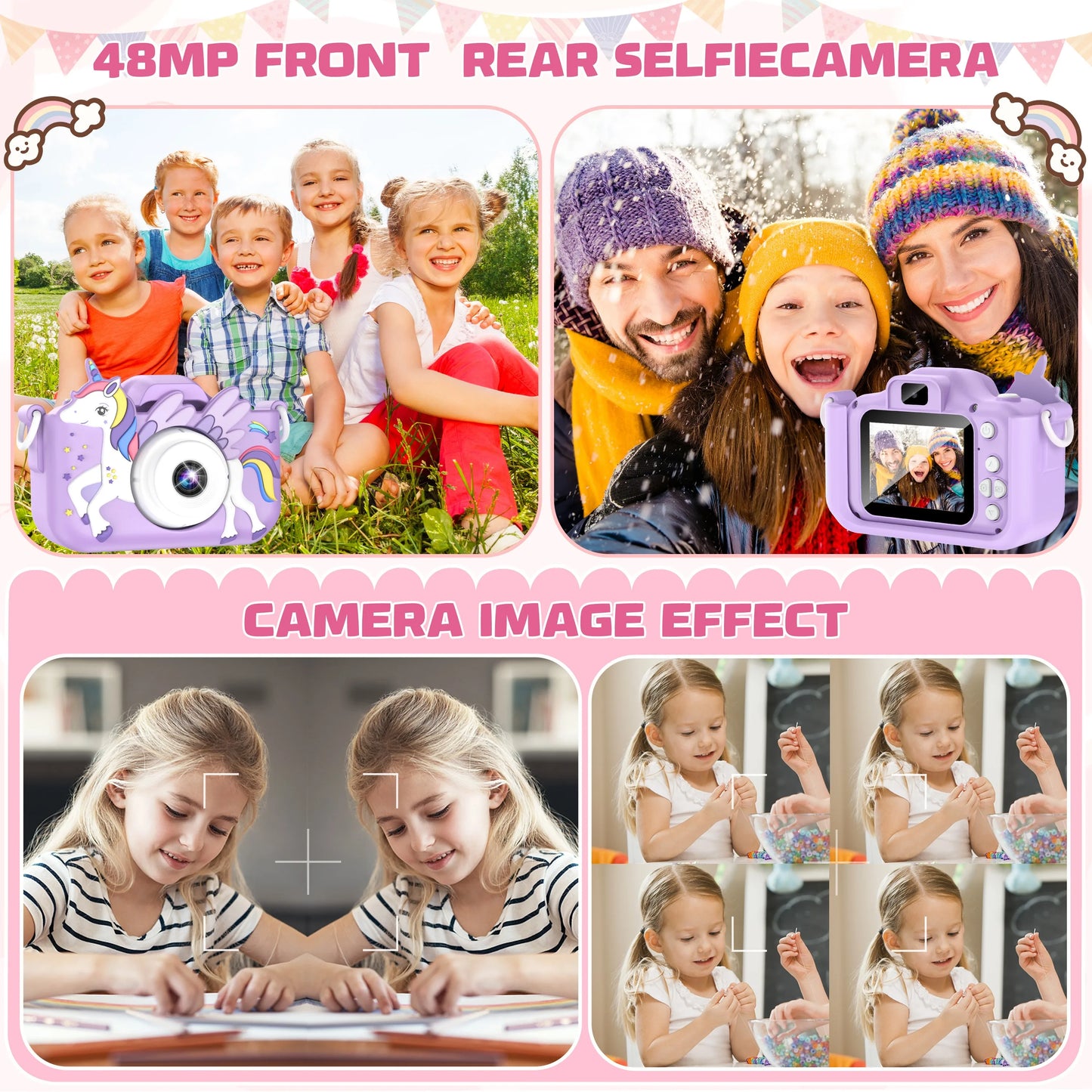 Lovely Unicorn Children Mini Digital Camera Can Take Pictures Video Small Camera Photography Children Birthday Gift Kids Toys