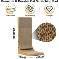L Shape Cat Scratcher 23.6 Inch Cat Scratchers for Indoor Cats Protecting Furniture Cat Scratch Pad Cardboard Cat Scratching wi