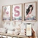 3pcs Personalized Name Custom Cartoon Animals Elephant Lion Wall Art Print Picture Living Room Kids Girl Room Home Decor Gift