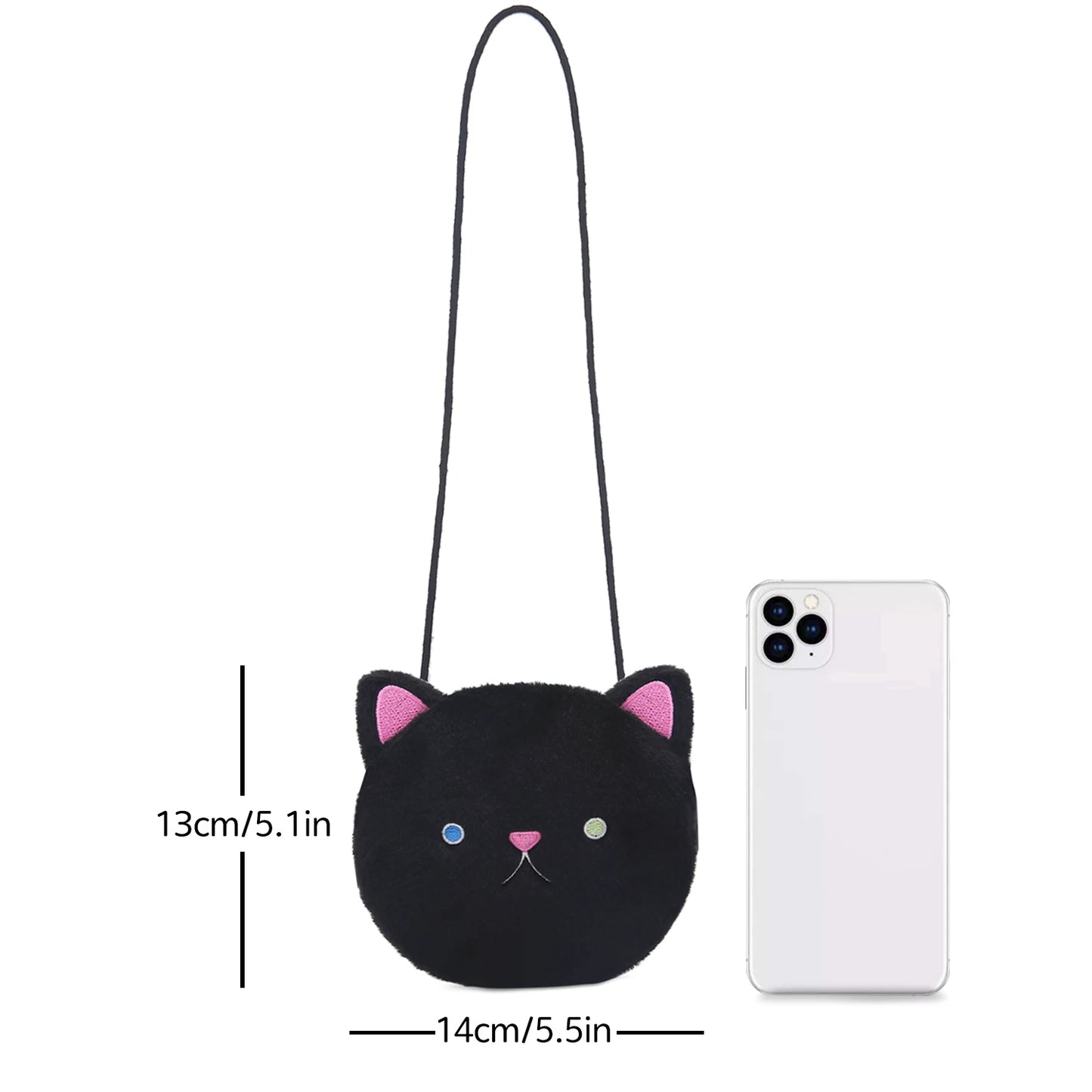 Cartoon Cute Cat Crossbody Bag Coin Purse for Men, Women, and Children Plush Mini Shoulder Bag
