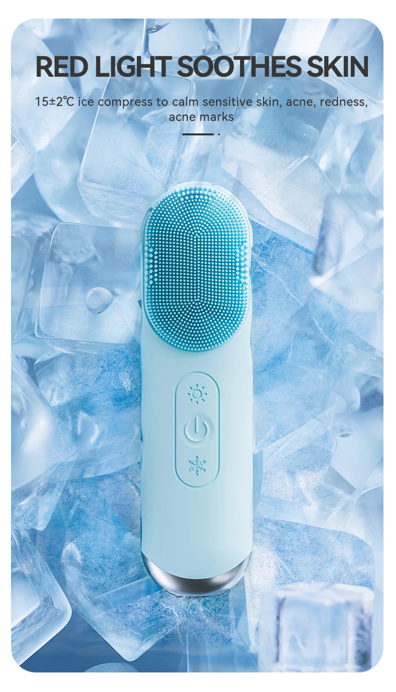 Multi-Function Electric Facial Cleansing Brush Rechargeable Waterproof Hot Compress Massage Sonic Vibration Silicone Face Cleane