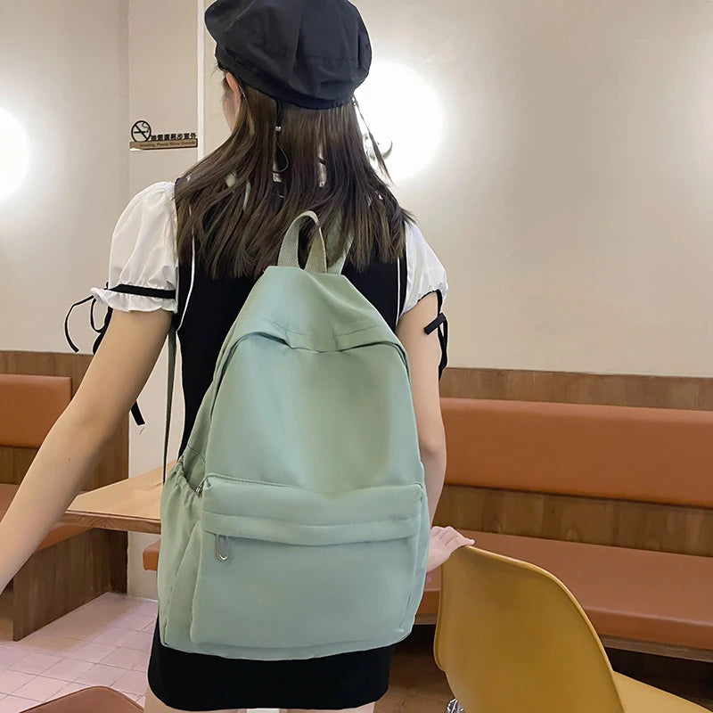 Simple solid color casual backpack, lightweight and high school student bag, multifunctional backpack,Suitable for travel,school