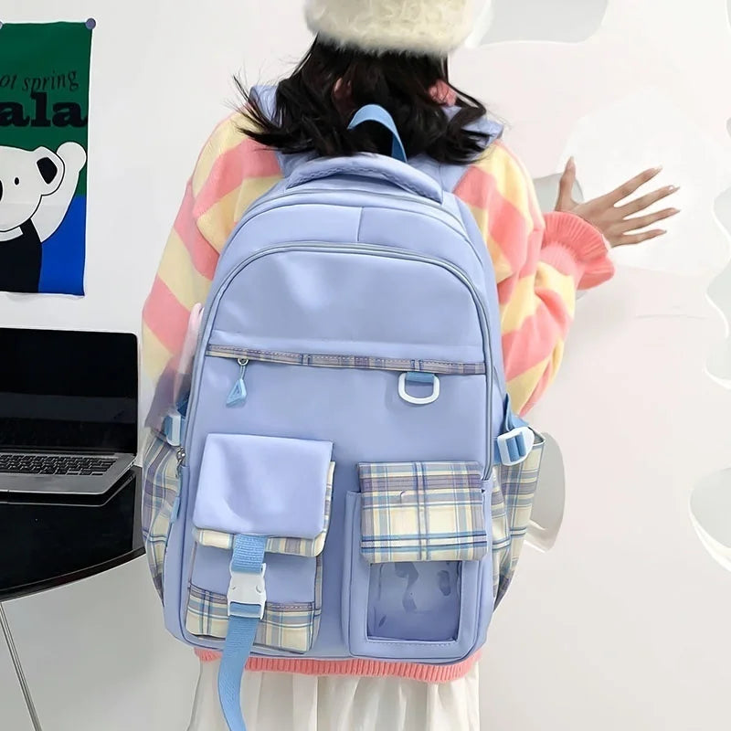 Large Capacity School Bag Waterproof Stress Relief Student Backpack Lightweight Shoulder Backpack Junior And High School Girls