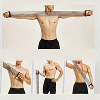 5-Tube Chest Expander Resistance Band Adjustable Arm Strength Trainer for Muscle Building Bodybuilding Home Gym Workout
