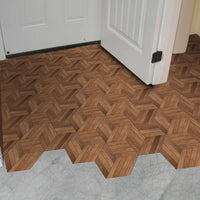 Walnut wood grain hexagonal wall sticker living room balcony waterproof and anti-skid self-adhesive floor sticker