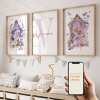 3pcs Personalized Name Custom Cartoon Animals Elephant Lion Wall Art Print Picture Living Room Kids Girl Room Home Decor Gift