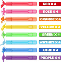 32 Pack Dinosaur Bubble Wands with Gift Box, Fun Party Favors for Kids Birthday and Outdoor Activities