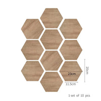 Walnut wood grain hexagonal wall sticker living room balcony waterproof and anti-skid self-adhesive floor sticker